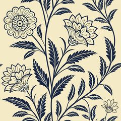 Historical Iznik Tile Design Featuring Symmetrical Motifs