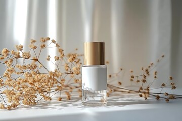 Minimal nail polish bottle on pure