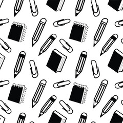 Obraz premium Seamless Hand-Drawn Stationery Elements Pattern