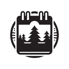 Calendar Silhouette Vector Illustration, Solid White Background.