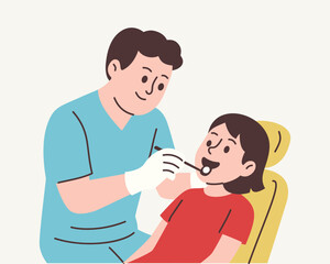 Dentist Checks Patient's Teeth In A Clinic