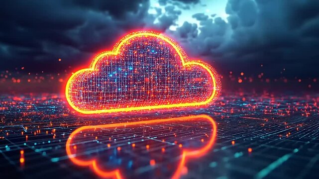 Futuristic cloud computing symbol