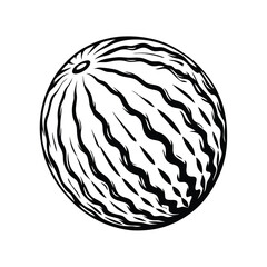 Minimalist Watermelon Silhouette Abstract Round Fruit, Black Stripes on White Background