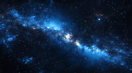 Naklejka premium Cosmic Nebula: A Serene Celestial Tapestry of Blues