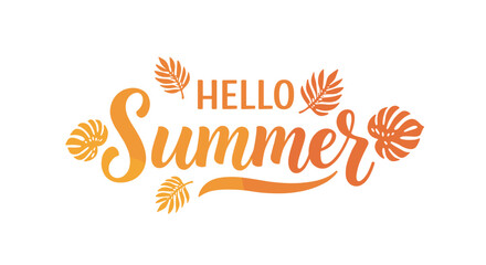 Obraz premium Hello Summer Greeting with Leaf Design in Orange Style 
