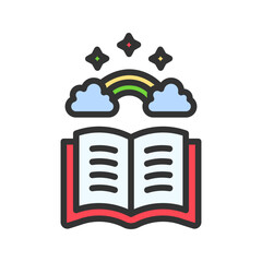 Story Book icon vector image. Suitable for mobile apps, web apps and print media.