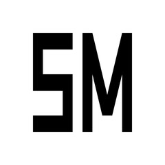 The image displays the letters s and m rendered in a bold black font against a white background clearly visible