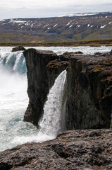 Godafoss Iceland,  power of the water flowing over waterfall