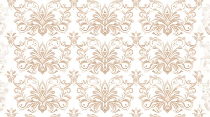 Fototapeta premium Beige and White Damask Seamless Pattern