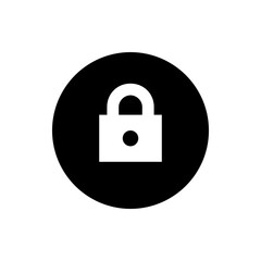 White unlocked padlock icon centered inside a black circle, symbolizing security and access control design