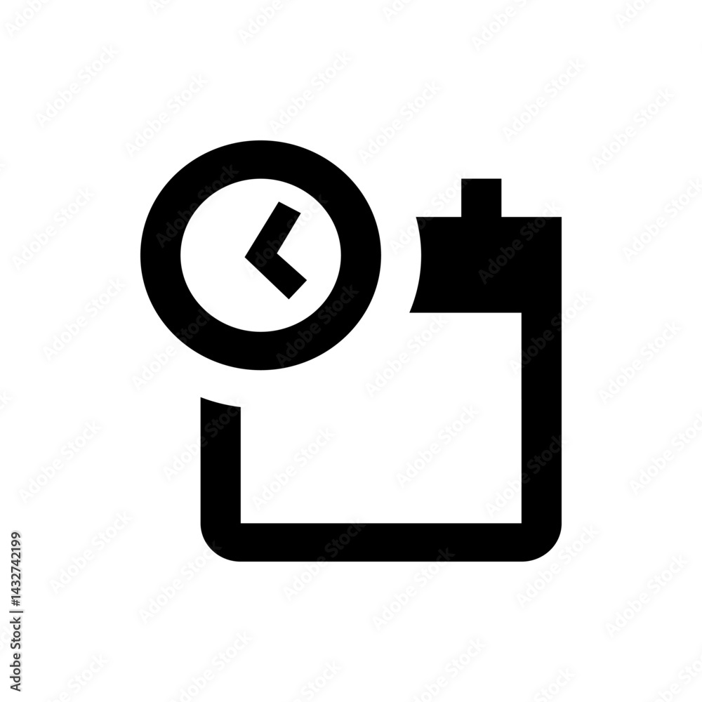 Poster illustration of a calendar icon with a clock overlay indicating scheduling or time management tasks 