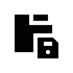 Abstract black and white design featuring geometric shapes and a single circular element near the bottom right