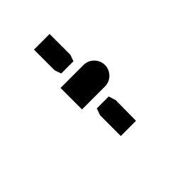 Illustration of a black seatbelt with two rectangular parts and a rounded connector on a white background