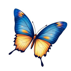 Fototapeta premium Vibrant Butterfly Illustration with Colorful Blue and Orange Gradient Wings in Watercolor Style