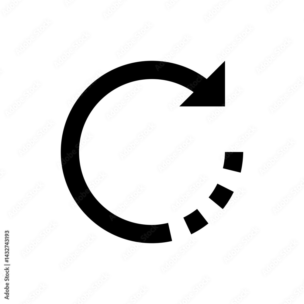 Poster circular arrow with a dotted line completion indicating a process of refresh or reload action symbol