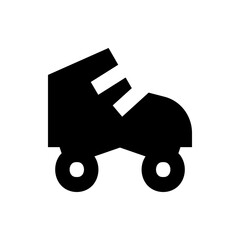 Illustration of a black roller skate with two wheels and a unique boot design on a white background