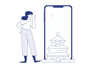 Holiday travel travel characters internet background vector hand drawn illustration
