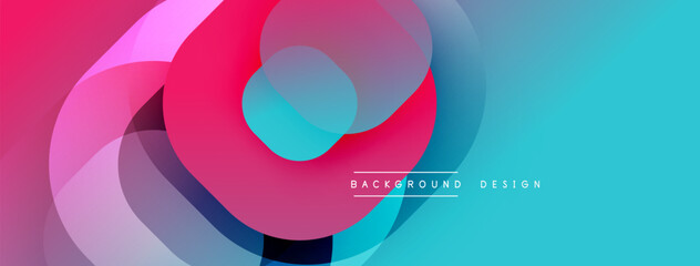 Abstract colorful layers create dynamic visual flow. Pink, blue hues blend, forming modern backdrop. Smooth gradients offer depth.