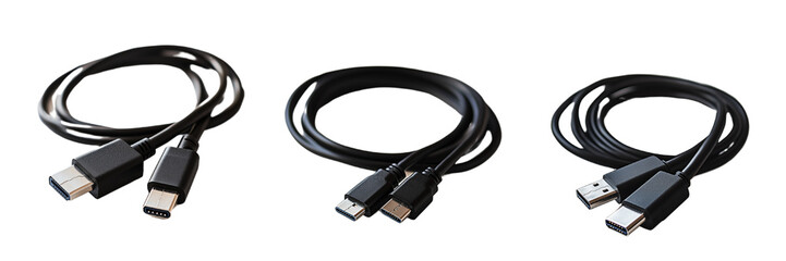 A sleek black USB 2.03.0 cable with A Male to B Male connectors, perfectly arranged on a white surface (2)
