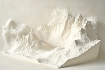 Obraz premium Sculptural, white mountainous landscape model.