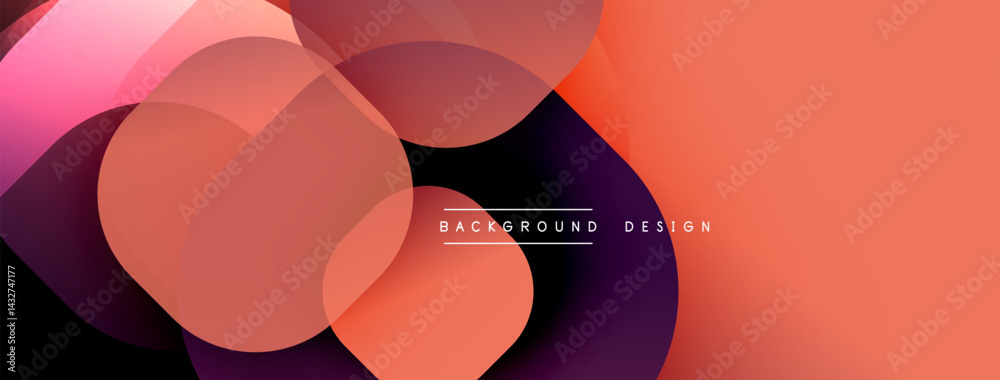 Poster Abstract overlapping shapes create dynamic gradient background. Warm colors dominate composition, offering modern aesthetic.