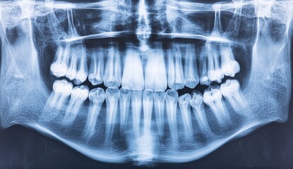 Detailed X-ray Image of Human Teeth and Jaw Structure Analysis