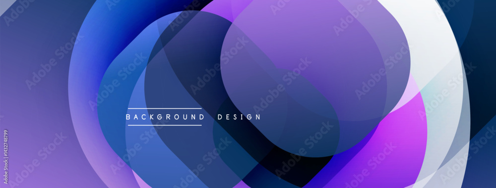 Aufkleber abstract flowing shapes, vibrant purple, blue hues. modern design elements create dynamic visual exp