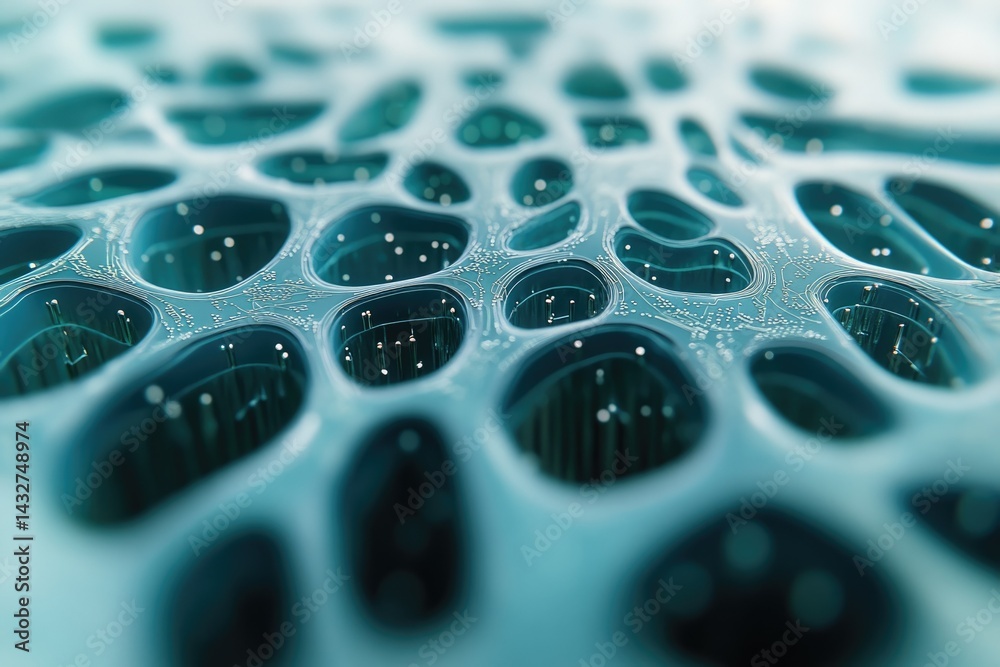 Leinwandbilder Abstract image depicting a complex network of interconnected nodes, resembling a futuristic technological or biological structure.