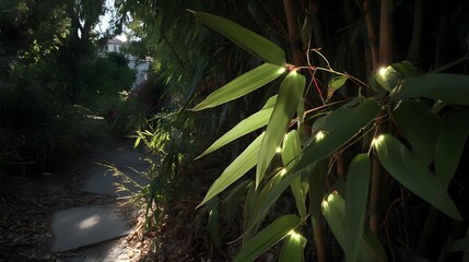 grove with fiber optic leaves and reflective ground