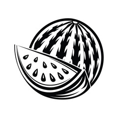 Watermelon Fruit Slice Silhouette. Isolated Single Color Simple Design. IconStyle Food