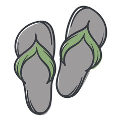 Slippers. Vector illustration for sticker, icon, print. Simple Hand Drawn Image Isolated on White Background