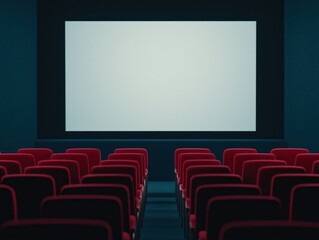 Fototapeta premium Empty Cinema Seats Awaiting Audience in Modern Film Theater
