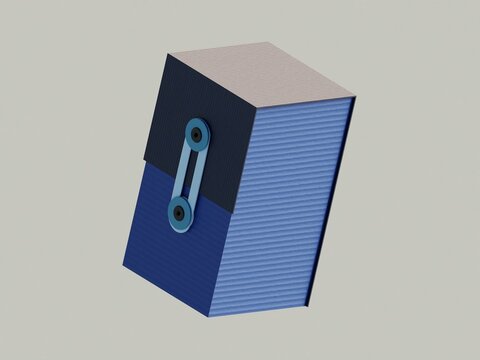 A closed two-tone box secured with a stylish button string closure, showcasing attention to packaging detail and design.