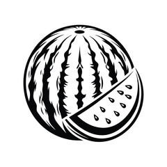 Sliced Watermelon Monochrome Icon, Fruit with Seeds, Summer Refreshment