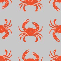 seamless pattern with crab in gray background