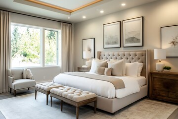 Fototapeta premium beautifully curated minimalist room with art-focused elements and calm lighting