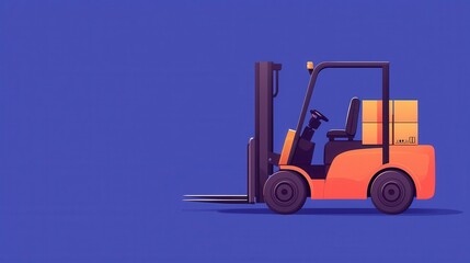 Illustration of a Forklift with Boxes on a Vibrant Blue Background