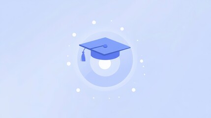 Pixelated Graduation Cap On Light Blue Background