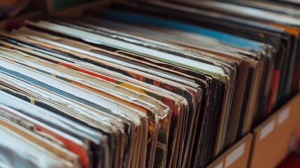 Vintage Vinyl Records: A Nostalgic Collection of Worn Covers