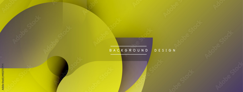 Poster Abstract yellow design features overlapping curved shapes. Gradient colors create depth, modern aesthetic. Minimalist composition, text element present.