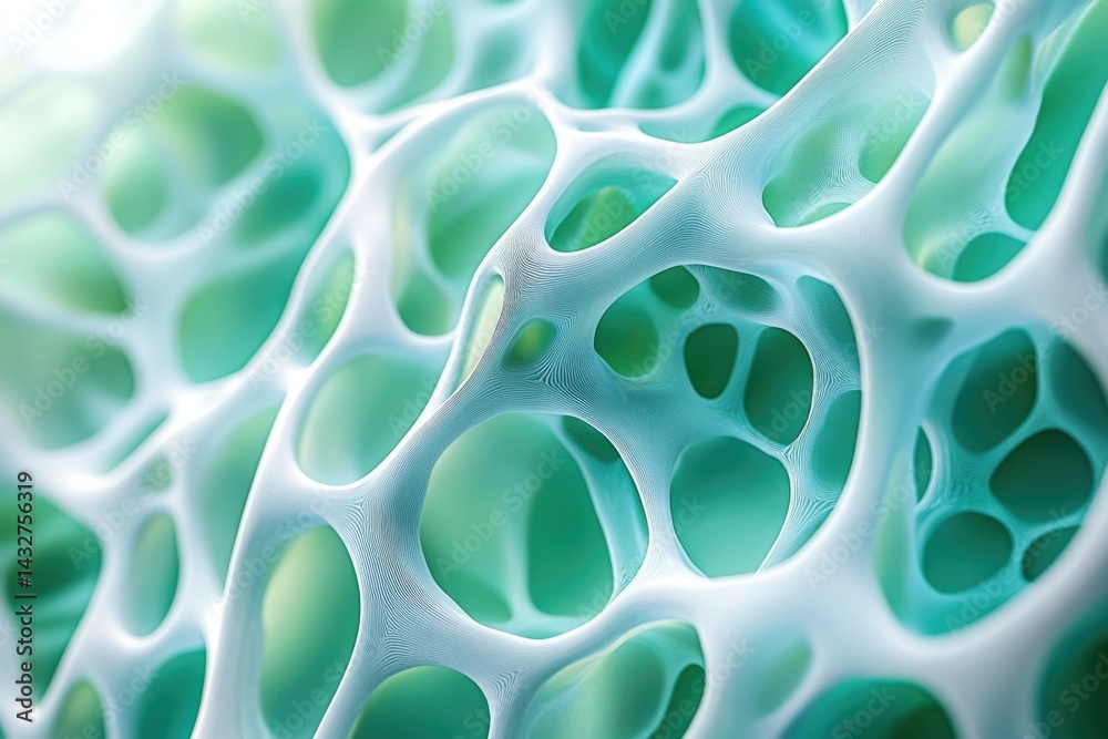 Aufkleber microscopic image of a porous, interconnected network structure, possibly representing bone or a sim