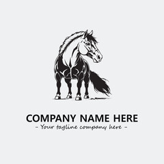 Horse illustration black and white for logo company vector image
