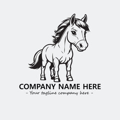 Horse illustration black and white for logo company vector image
