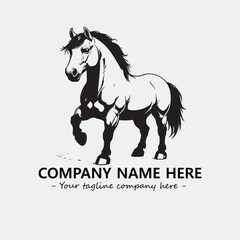 Horse illustration black and white for logo company vector image
