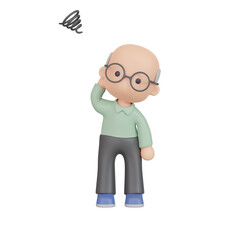 3DCG｜悩みが多くて困ってしまうシニア男性