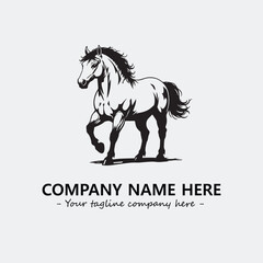 Horse illustration black and white for logo company vector image

