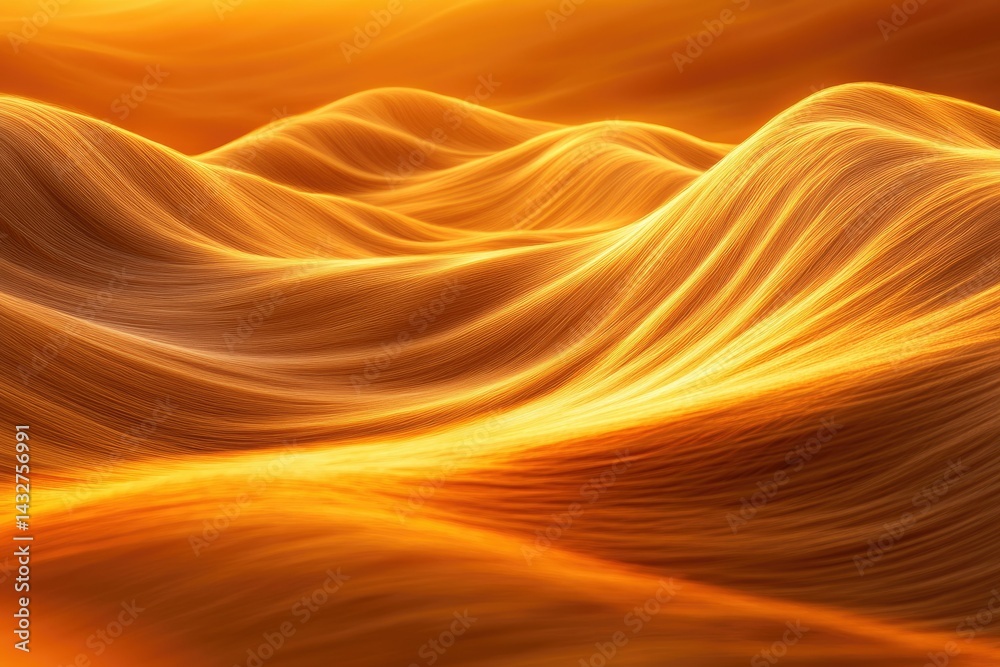 Poster golden, flowing strands resemble a sunlit desert landscape, creating a mesmerizing, abstract image.