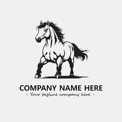 Horse illustration black and white for logo company vector image
