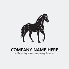Horse illustration black and white for logo company vector image
