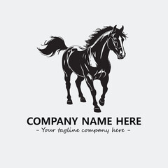 Horse illustration black and white for logo company vector image
